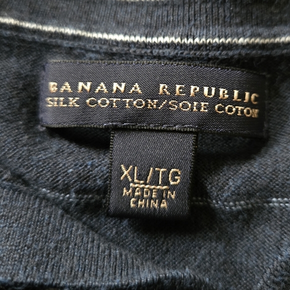 Banana Republic Silk Cotton Blend Casual Striped Knit Polo Shirt XL - Picture 2 of 10